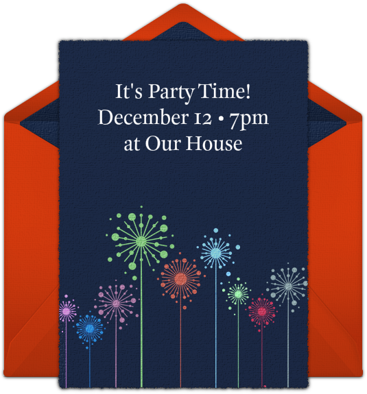 Colorful Fireworks Online Invitation - Greeting Card Clipart (650x650), Png Download