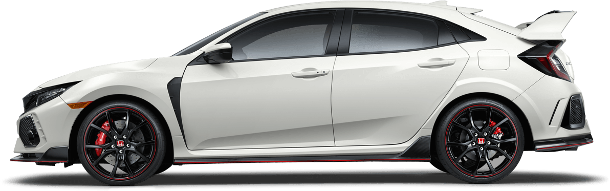 2017 Honda Civic Type R Side Profile - Honda Civic Type R White 2019 Clipart (1800x500), Png Download
