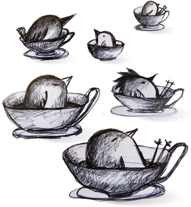 Teacup Happiness - Sketch Clipart (613x701), Png Download