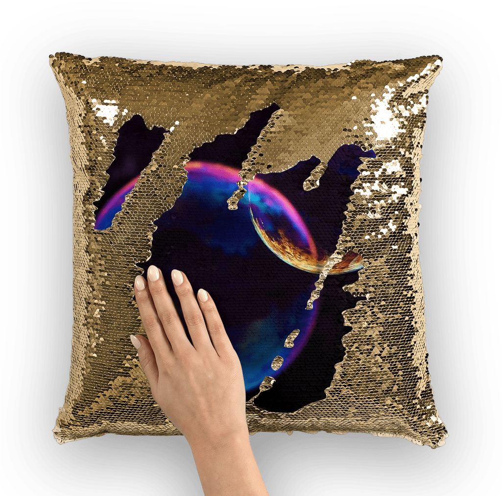 It Homeware Gold / White Overall Print Mermaid Sequin - Nicolas Cage Sequin Pillow Clipart (1024x1024), Png Download