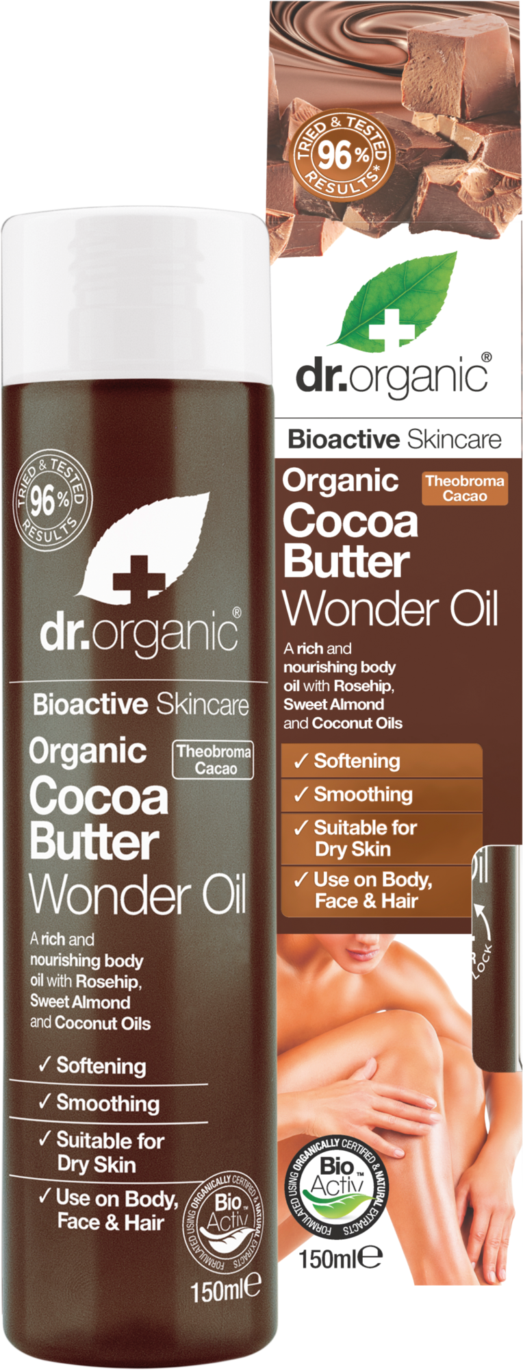 Organic Cocoa Butter Wonder Oil - Dr Organic Clipart (764x2000), Png Download