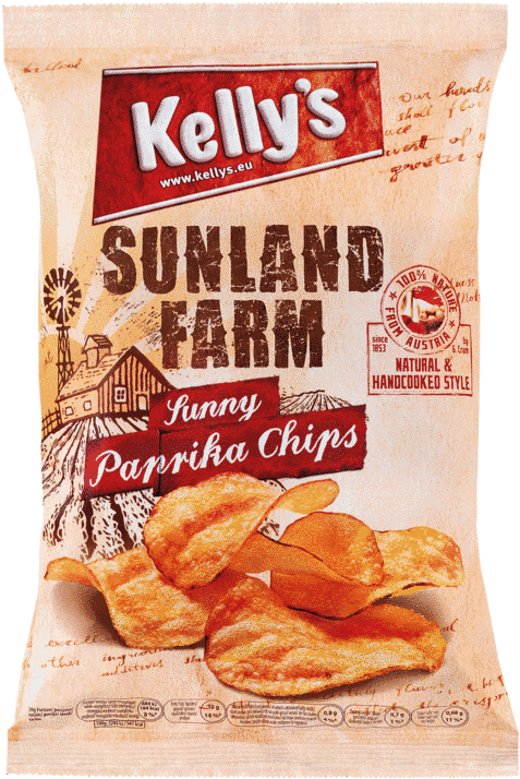 Verpackung Von Kelly's Sunland Farm Chips Sunny Paprika - Kellys Sunland Farm Clipart (500x739), Png Download