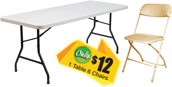 Tables And Chairs - Grey Fold Out Table Clipart (920x370), Png Download