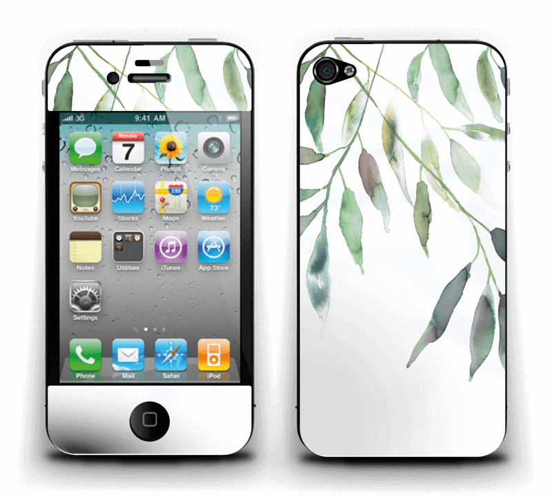 Olive Leaves - Black Apple Iphone 4 Clipart (800x724), Png Download