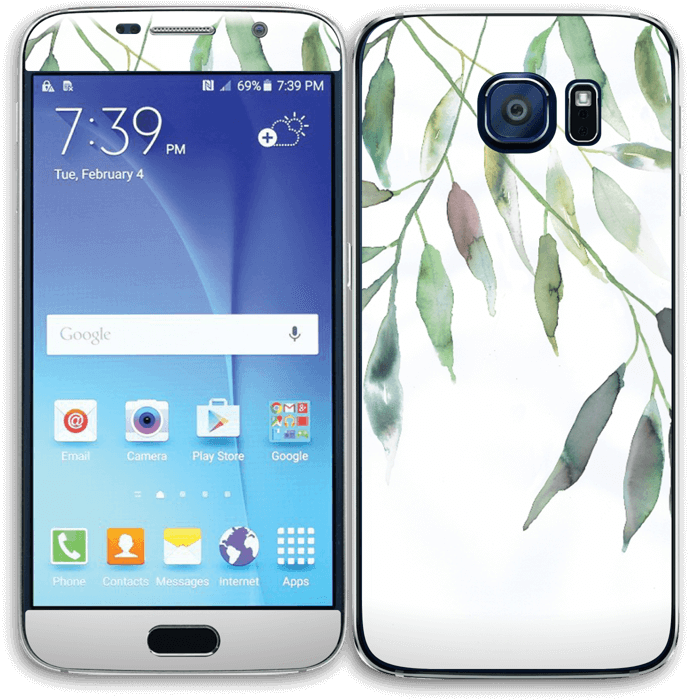 Olive Leaves - Samsung S6 G920a Unlocked Black Amazon Clipart (785x800), Png Download