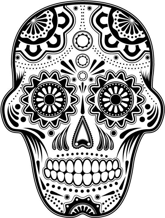 Crazy Drawing Sugar Skull - Dia De Los Muertos Skull Clipart - Png Download (602x855), Png Download