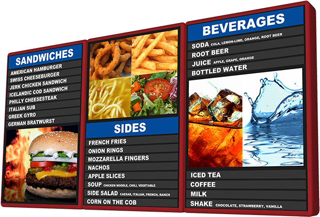 Bistro Backlit Menu Board Series - Backlit Menus Clipart (720x483), Png Download