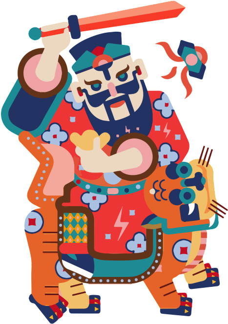 Cartoon Flat Gods Paper Cut Decorative - Chinese New Year Clipart (467x663), Png Download