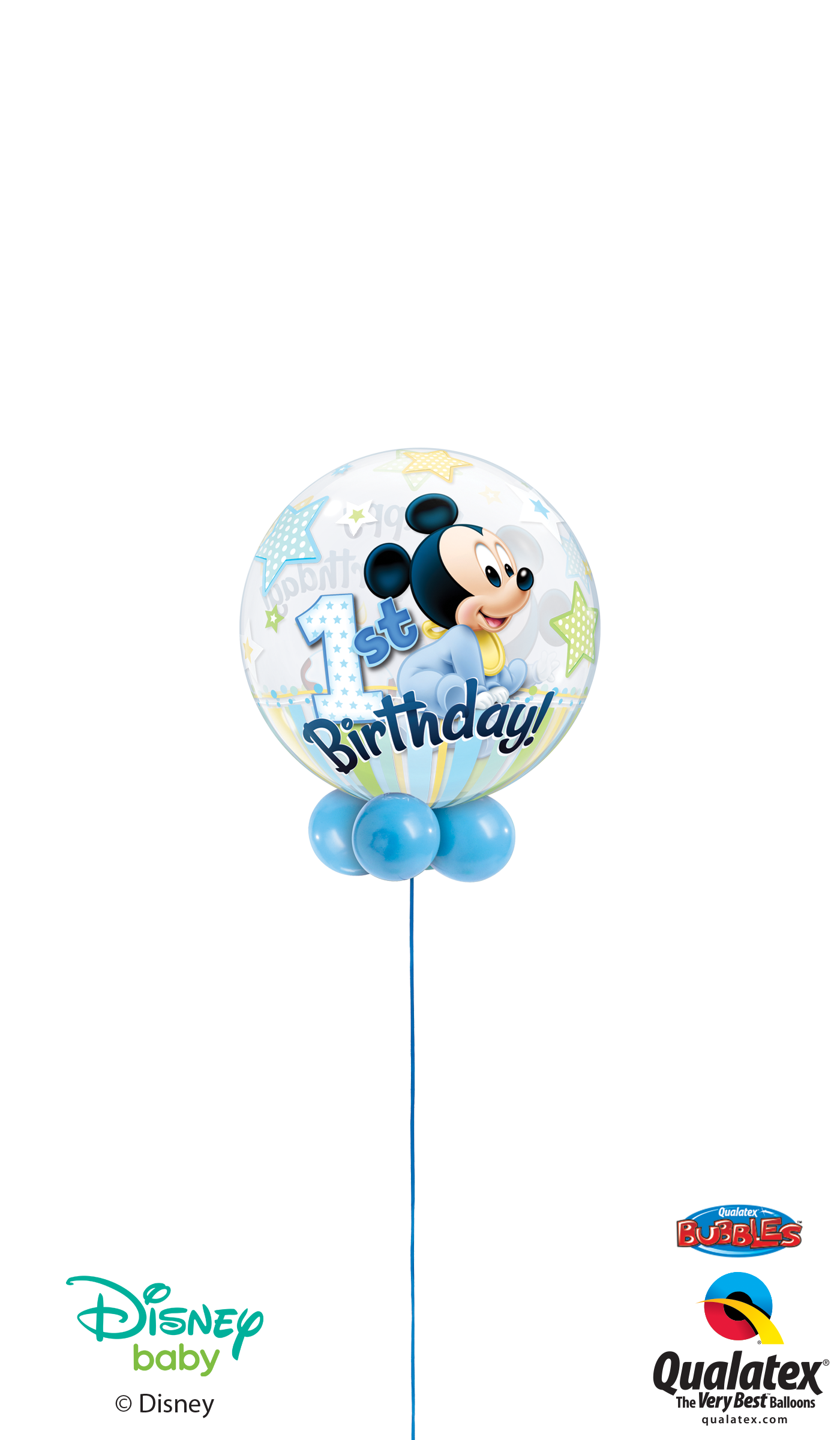 Disney Mickey Mouse 1st Birthday Bubble Balloon - Mickey Mouse 1st Birthday Bubble Balloon Clipart (1400x2400), Png Download