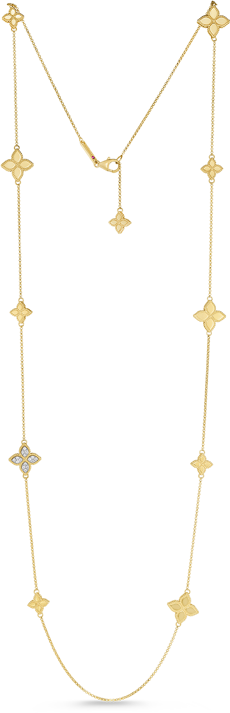 Princess Flower Station Necklace With Diamonds - Necklace Clipart (1600x1600), Png Download