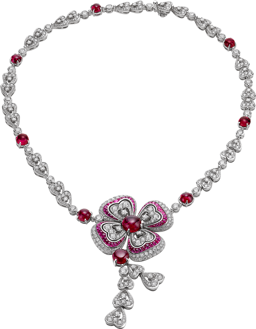 With Its Red-hued Flower Crowned By A Cabochon Ruby - Bulgari Fiore High Jewelry Clipart (1800x1405), Png Download