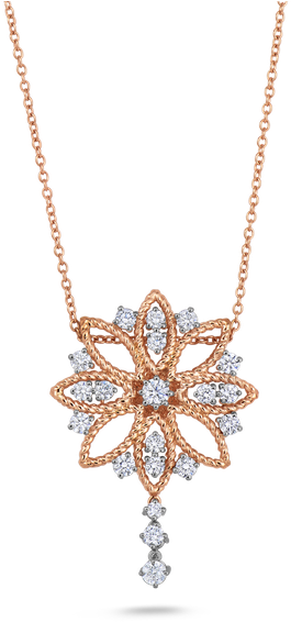 Stock - Diamond Flower Pendant Rose Gold Clipart (800x800), Png Download
