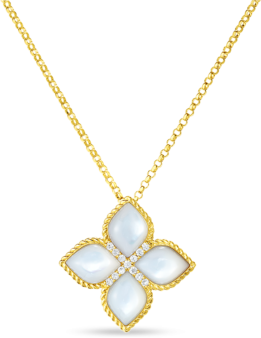 18k Rose Gold Venetian Princess Flower Necklace With - Uçan Peri Altın Kolye Clipart (1600x1600), Png Download