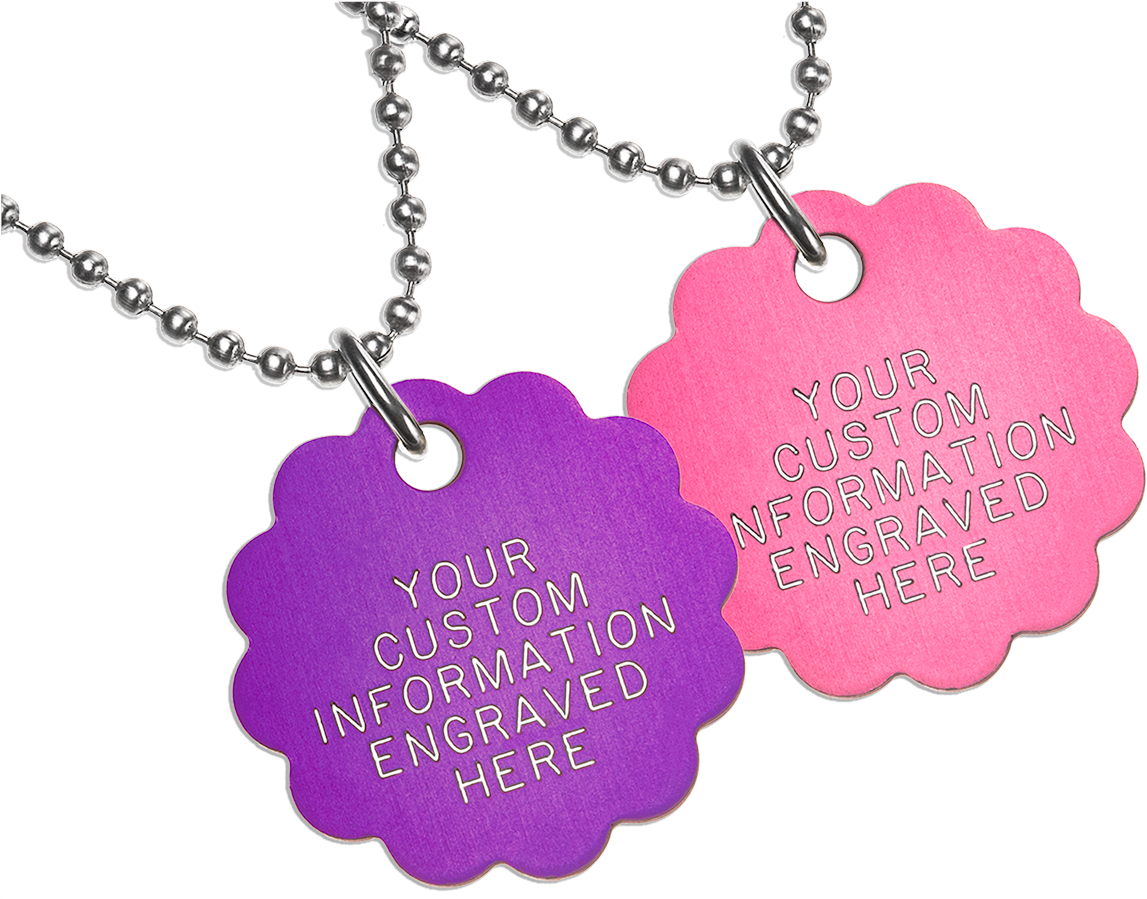 Large Flower Shaped Aluminum Id Tag Necklace Clipart (1200x927), Png Download