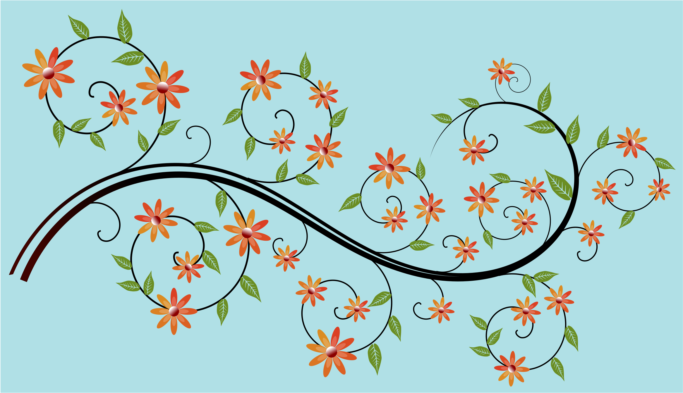Floral Design Line Art Watercolor Painting Computer - Flower Branch Clipart - Png Download (1061x750), Png Download