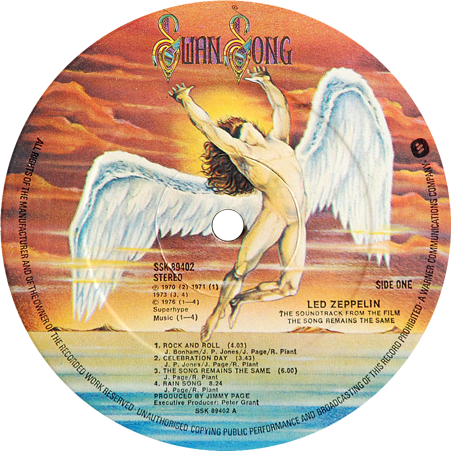The Labels Are Nearly Identical, The Publishing Credits - Led Zeppelin Swan Song Label Clipart (937x937), Png Download