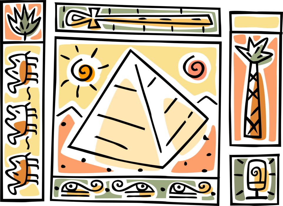 Vector Illustration Of Ancient Egyptian Pyramid With - Triangle Clipart (963x700), Png Download