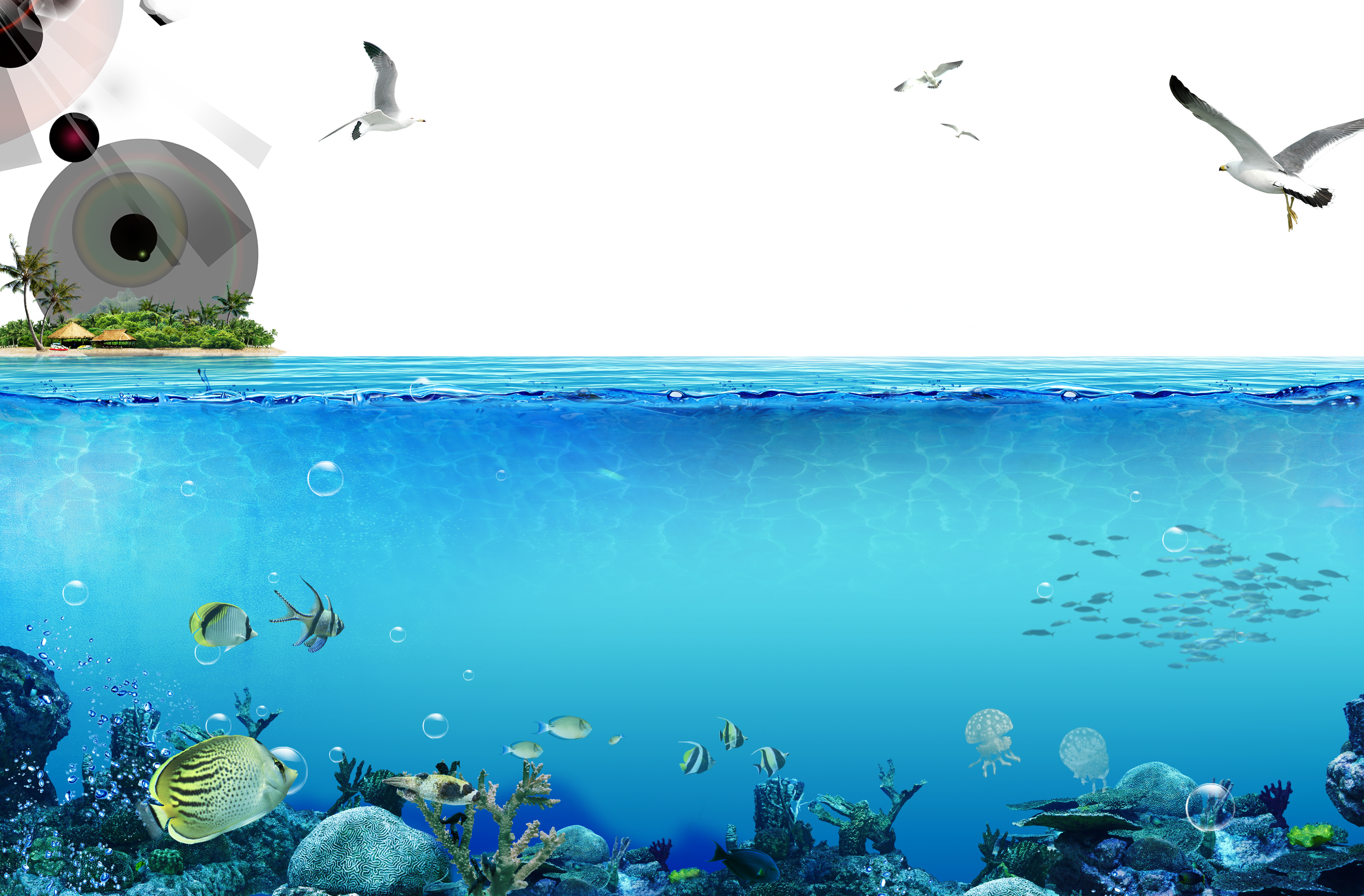 Transparent Sea Underwater - Underwater Png Clipart (3500x2300), Png Download
