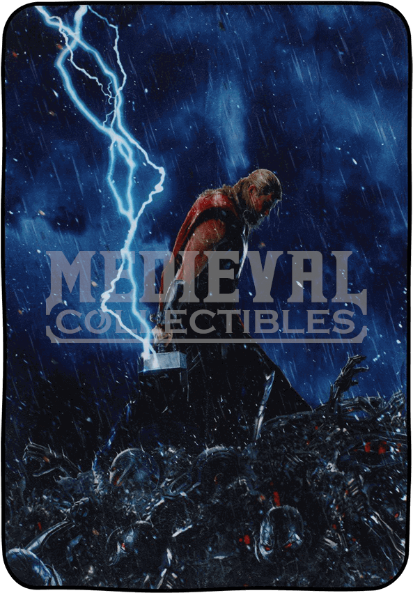 Avengers 2 Thor Fleece Blanket - Thor Lightning Hammer Clipart (850x850), Png Download