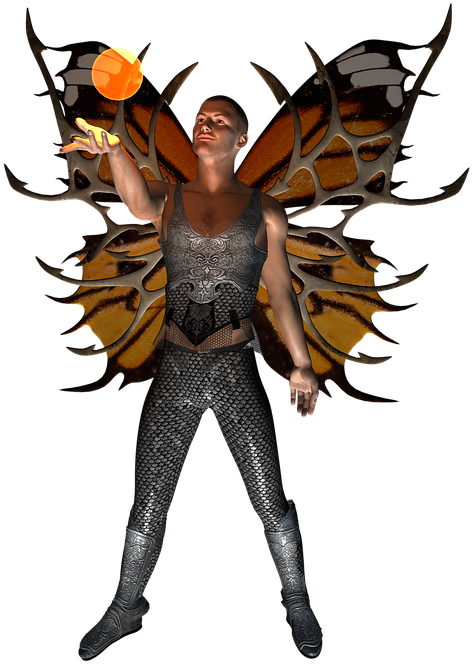 Elf Man Knight Butterfly Mystical Fantasy - Fantasia De Borboleta Para Homem Clipart (720x720), Png Download