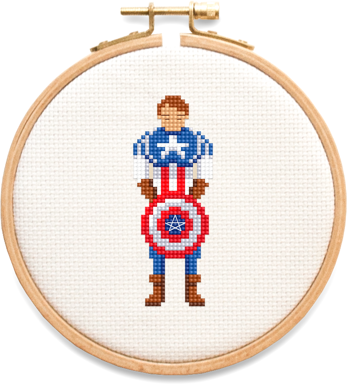 Superhero Collection - Captain America Cross Stitch Pattern Clipart (886x886), Png Download