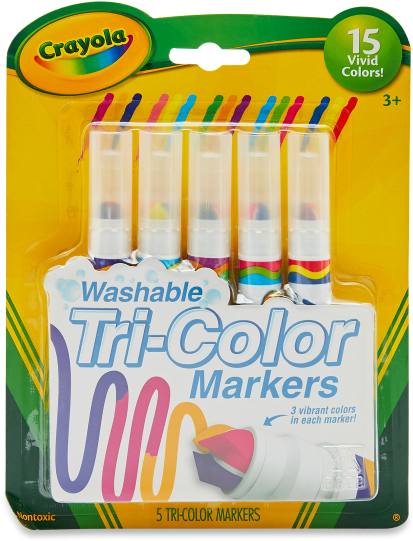 Washable Tri-color Markers - Tri Color Markers Crayola Clipart (600x800), Png Download