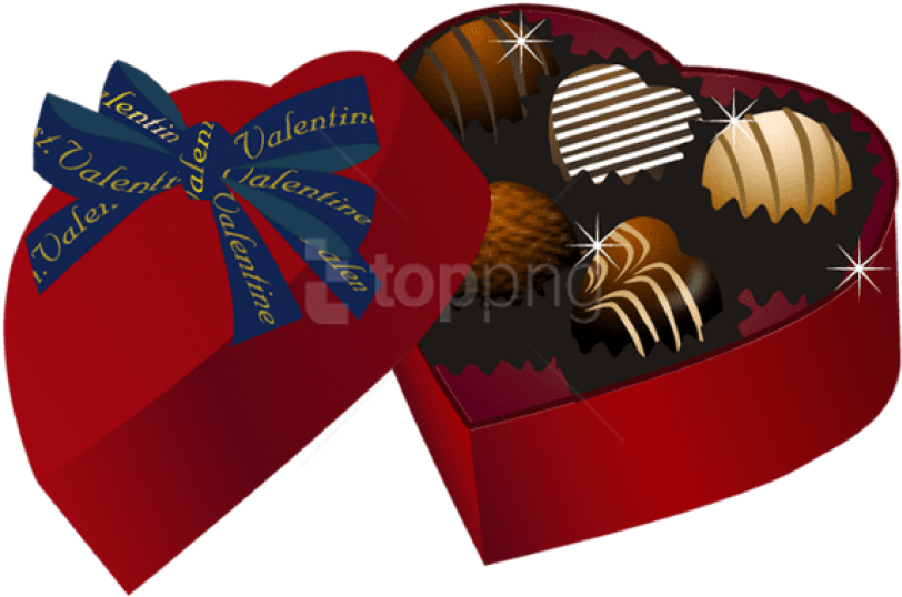 Free Png Download Valentine Red Heart Chocolate Box - Box Of Chocolates Clipart Transparent Png (850x567), Png Download