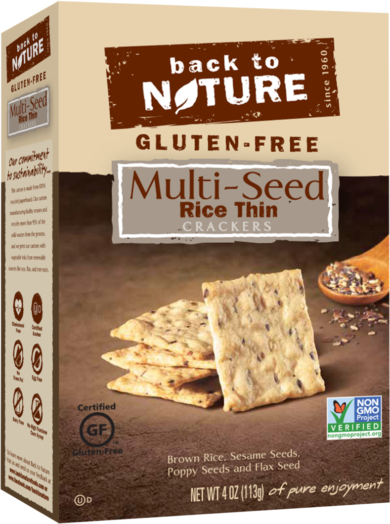 Back To Nature Multi-seed Rice Thin Crackers Healthy - Back To Nature Stoneground Wheat Crackers Clipart (1200x1200), Png Download