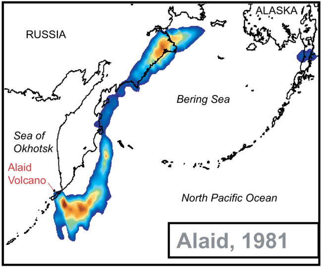 Toms Aerosol Index Image Collected On April , Showing - Klyuchevskoy Volcano Clipart (850x588), Png Download