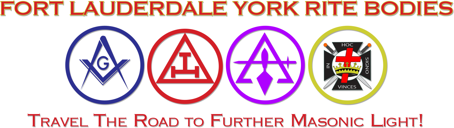 Fort Lauderdale York Rite Bodies Travel The Road To - Royal Arch Masonic Symbols Clipart (1600x466), Png Download