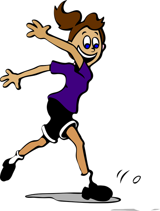 Soccer Girl Play Run Enthusiasm Purple Happy Kid - Football Player Girl Cartoon Clipart (547x720), Png Download