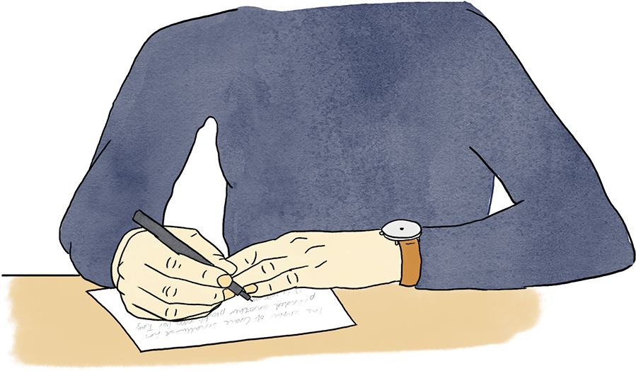 Illustration Of Person Writing Letter - Bowie Knife Clipart (1100x619), Png Download