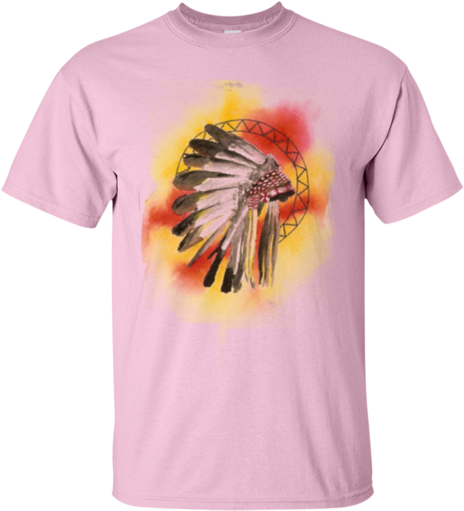 Watercolor Native American Headdress T Shirt Gildan - T-shirt Clipart (921x1014), Png Download