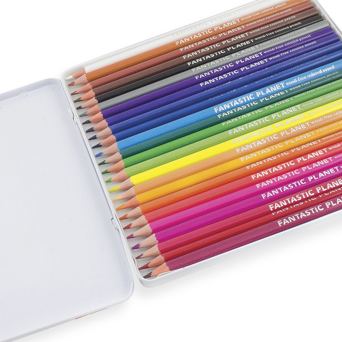 Fantastic Planet Wood-free Colored Pencil Set In Tin - Plastic Clipart (700x700), Png Download