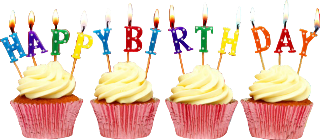#happybirthday #happyday #birthday #cupcakes #candles - Gratulerer Med Dagen Ballonger Clipart (1024x448), Png Download
