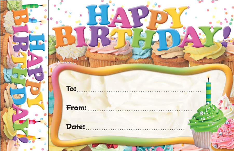 Tcr63024 Happy Birthday Cupcakes Bookmark Awards Image - Student Birthday Certificate With Bookmark Clipart (900x900), Png Download
