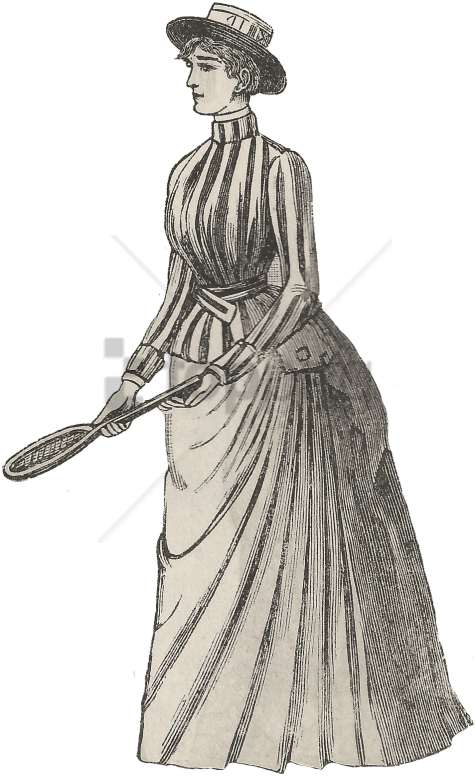 Free Png Download Vintage Tennis Player Woman Png Images - Victorian Era Dress Drawing Clipart (480x798), Png Download