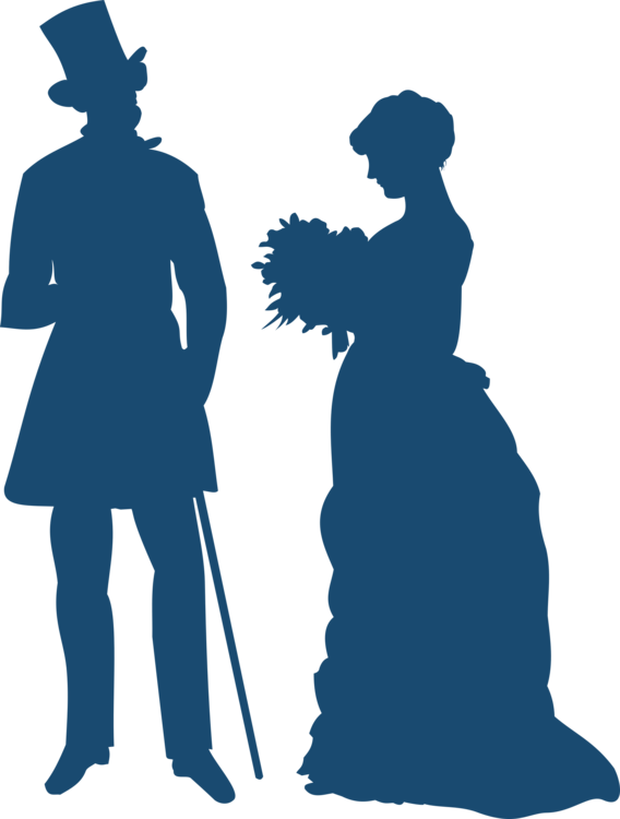 Victorian Era Silhouette Victorian House Dance Drawing - Old Fashioned People Clipart - Png Download (568x750), Png Download
