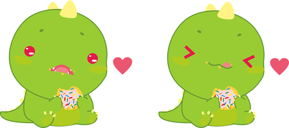 Dino Dinosaur Cookie Sweet Cake Green Cute - Cute Kawaii Watermelon Dinosaur Clipart (960x426), Png Download