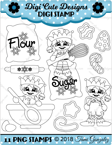 Christmas Cookie Elves Digi Stamp-christmas, Baking, - Candy Corn Clipart (600x600), Png Download
