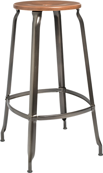 Nicolle Stool Steel Wooden Seat 75cm - Nicolle Chair Clipart (600x600), Png Download