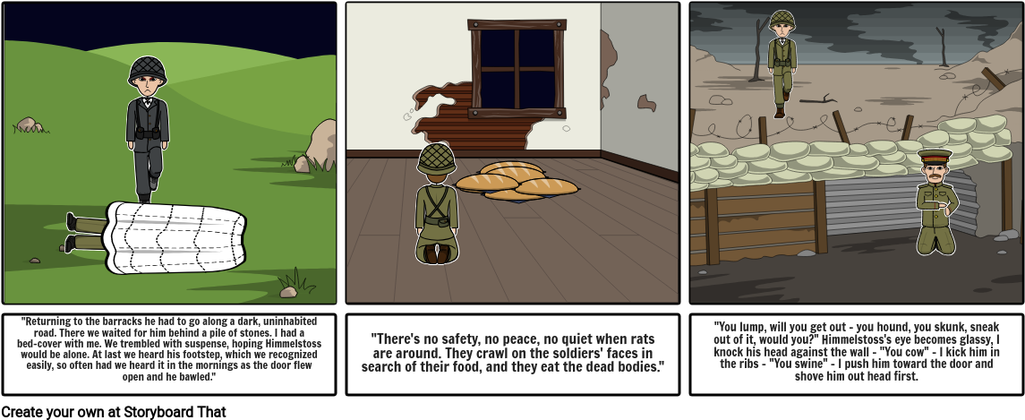 Theme In All Quiet Storyboard - Cartoon Clipart (1165x488), Png Download