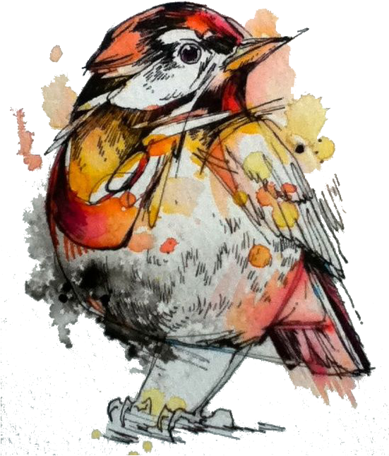 Watercolor Painting Artist Sparrow - Ink And Watercolor Art Clipart (550x861), Png Download