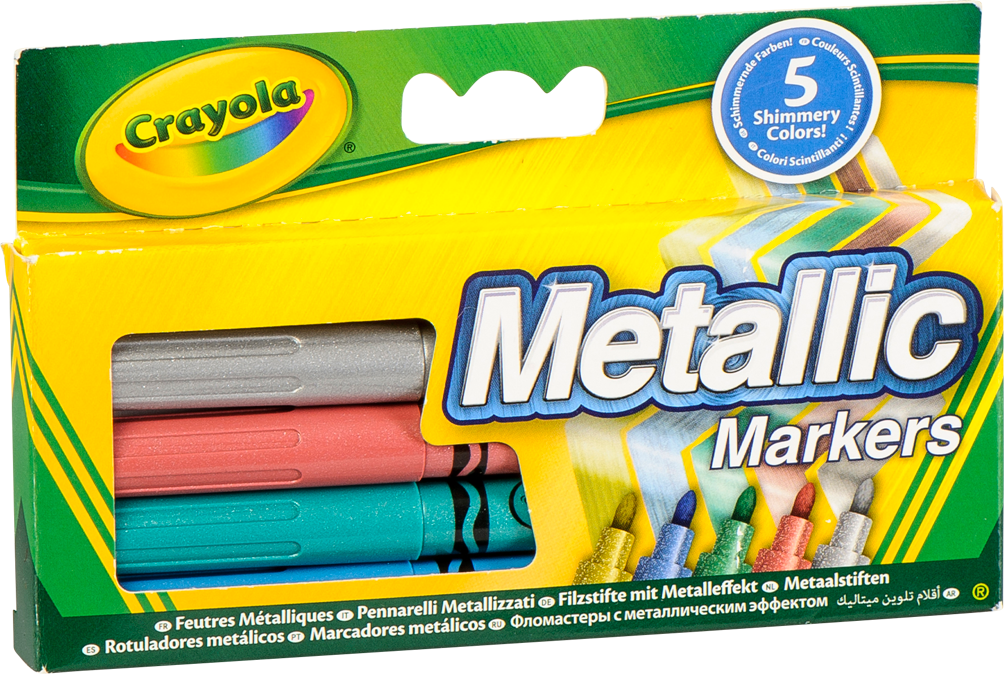 Crayola Glitter Markers, , Large - Crayola Metallic Markers Clipart (1004x674), Png Download