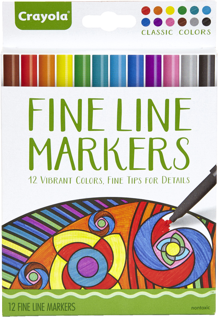 Crayola Aged Up Fine Line Markers, Assorted Classic - Crayola Fine Line Markers Clipart (1170x1480), Png Download
