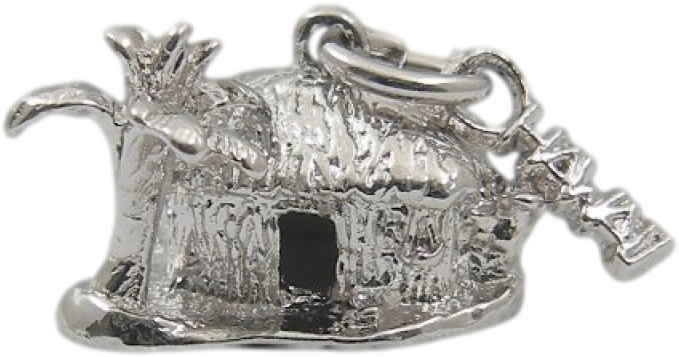 Sterling Silver Tropical Tiki Hut Palm Grass Hawaii - Belt Buckle Clipart (800x800), Png Download