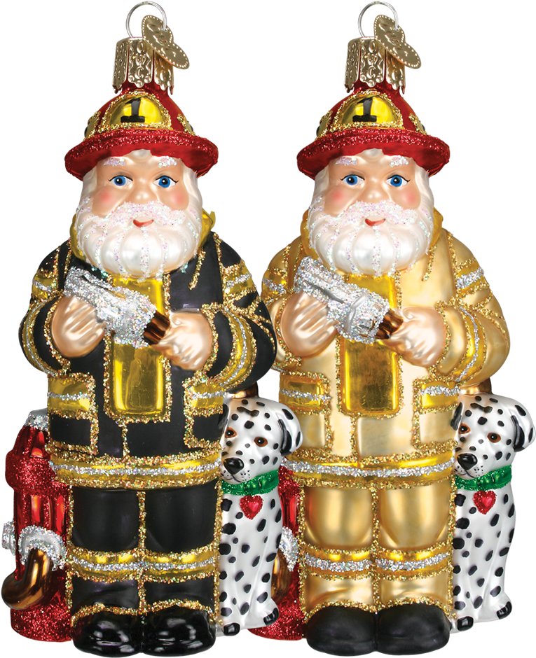 Fireman Santa Glass Christmas Ornament - Ornament Clipart (1000x1000), Png Download