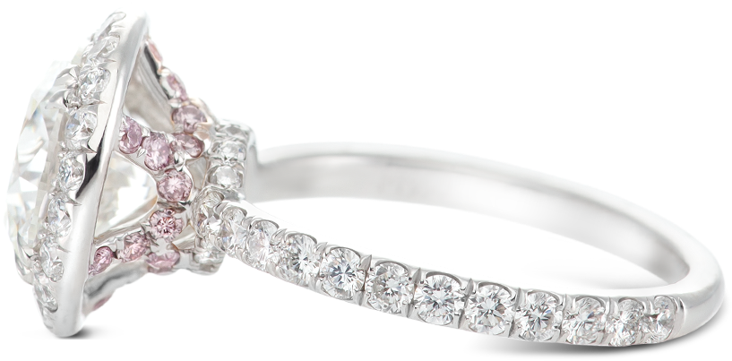 Ring Tiara Halo Round Diamond Crown Basket Pink - Pre-engagement Ring Clipart (1000x1000), Png Download