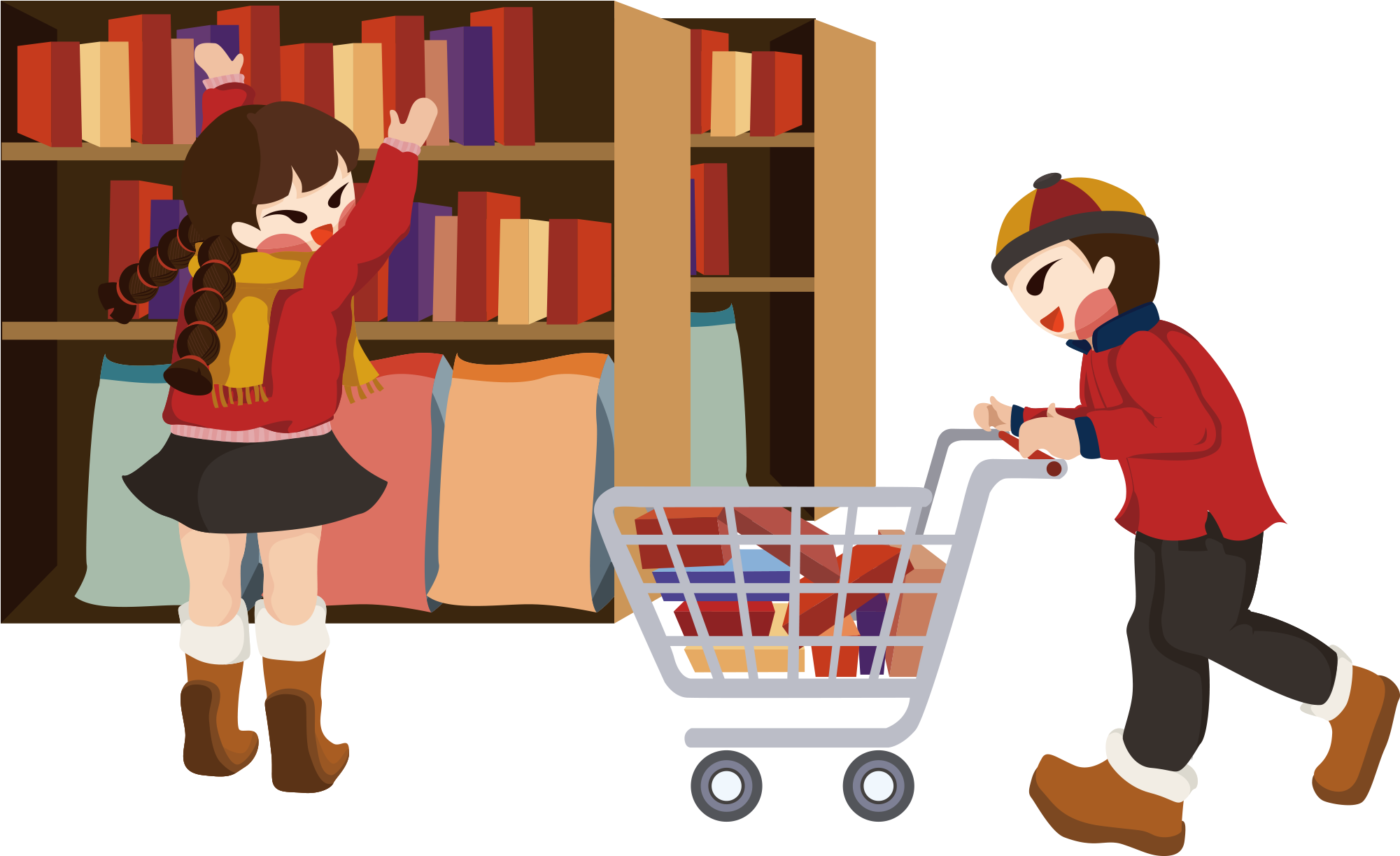New Year Dolls Shopping Supermarket Png And Vector - New Year Clipart (2000x2000), Png Download