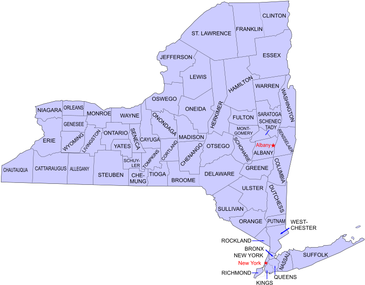 New York Counties - New York Whole State Clipart (763x595), Png Download